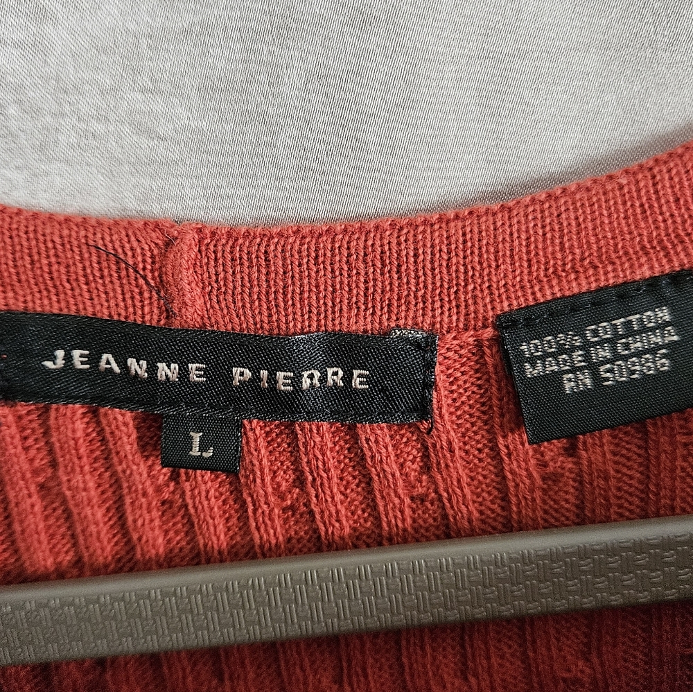 NWOT Jeanne Pierre orange cable knit sleeveless sweater shell Womens Large - Picture 5 of 5